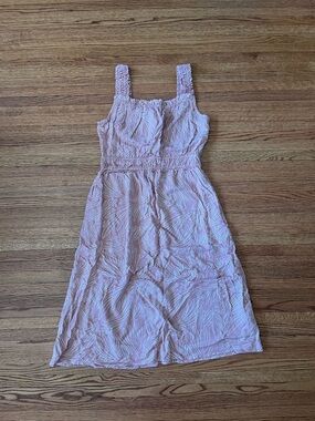Able Light Pink Printed Smocked-Strap Midi Dress